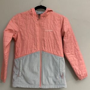 Columbia girls pink-gray light jacket size L (14-16)
